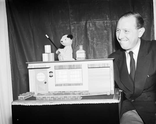 Sooty the glove puppet with Harry Corbett in Edinburgh in 1955.