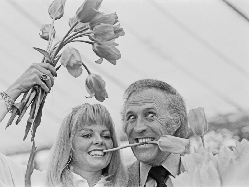 Bruce Forsyth was the king of the catchphrase, and there are so many you could pick from his glittering career. But probably his most famous was the line 'nice to see you, to see you nice', which he first uttered when presenting The Generation Game in the 70s. 'Didn't he do well?', 'you get nothing for a pair', and 'keeeeep dancing' were among the man-of-many-talents' other well-known catchphrases. Bruce Forsyth is pictured here in 1973 with Anthea Redfern, his co-host on The Generation Game, to whom he got married later that year.