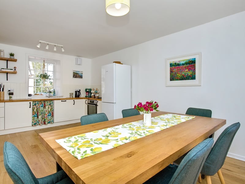 The kitchen is spacious enough to dine in.