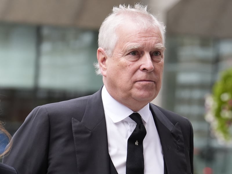 Prince Andrew arriving for the Requiem Mass service for the Duchess of Kent