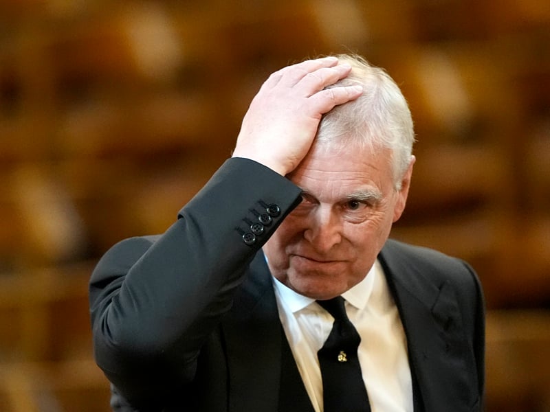 The Duke of York arrives for the Requiem Mass service for the Duchess of Kent, at Westminster Cathedral, central London. 