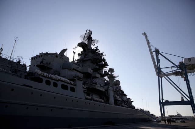 Pyotr Velikiy is a Russian Kirov-class battlecruiser. Named after Peter the Great and commissioned in 1998, she weighs 26,000 tonnes when fully loaded and is 251.1m long.