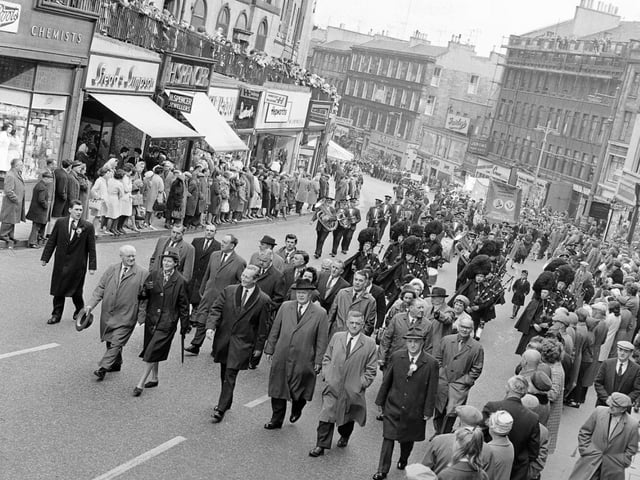 The Miners Gala Day down Leith Street, in Edinburgh, on May 2, 1960.