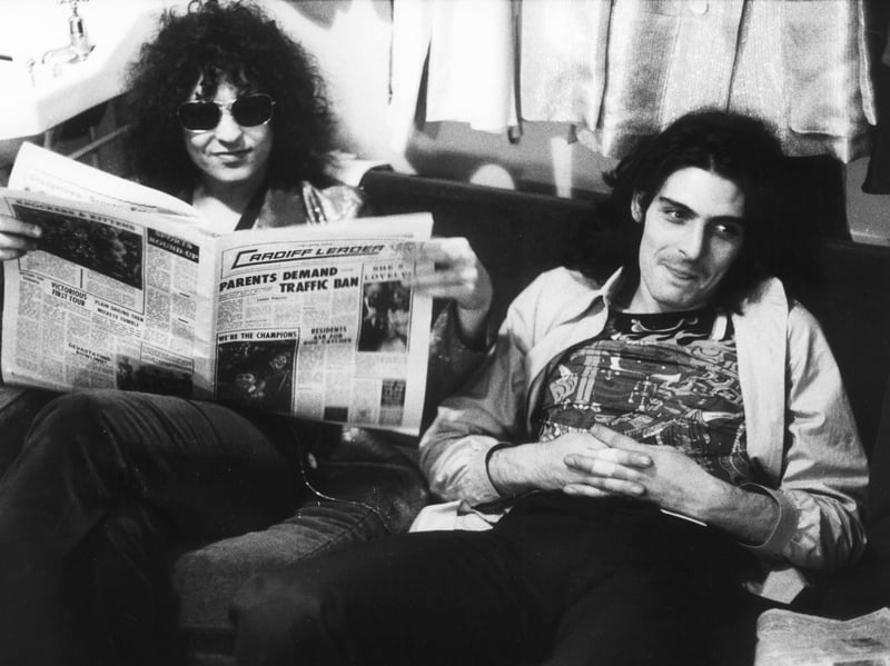 Newspaper sales peaked in the 70s, when settling down with the Sunday paper for a long read was a joy for many people. Marc Bolan and Mickey Finn, of T-Rex, are pictured here catching up on the news.