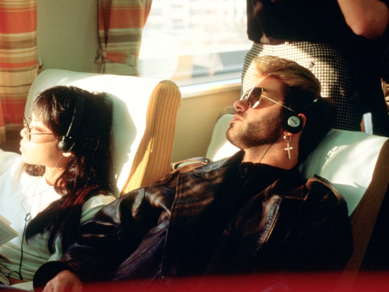 The Walkman was one of the must-have gadgets of the 80s, freeing up music lovers, including George Michael, pictured here in 1988, to enjoy their favourite tracks on the move