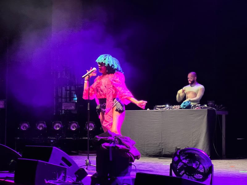 Support was provided by South African musician and dancer Moonchild Sanelly.