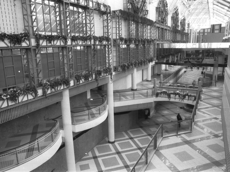 Inside the newly-opened St Enoch Centre, Glasgow, in May 1989