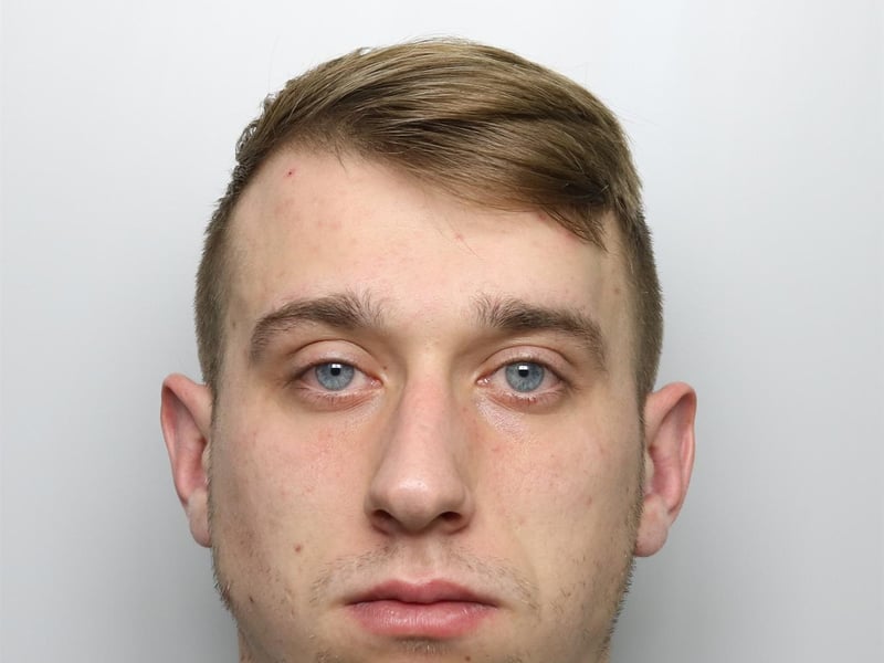 Lewis Davidson-Bates, 23, went on a rampage looking for drugs, bursting into two flats and attacking residents before trying to rob a man in the street. He is already serving a 13-year sentence for raping a child under the age of 13. The judge gave him an 18-year custodial sentence, with a four-year extended licence period.