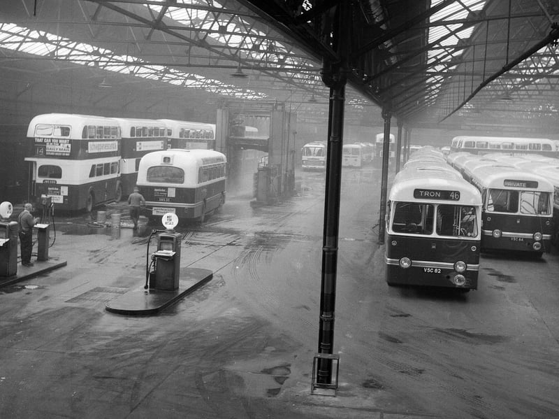 Buses in the depot in 1964