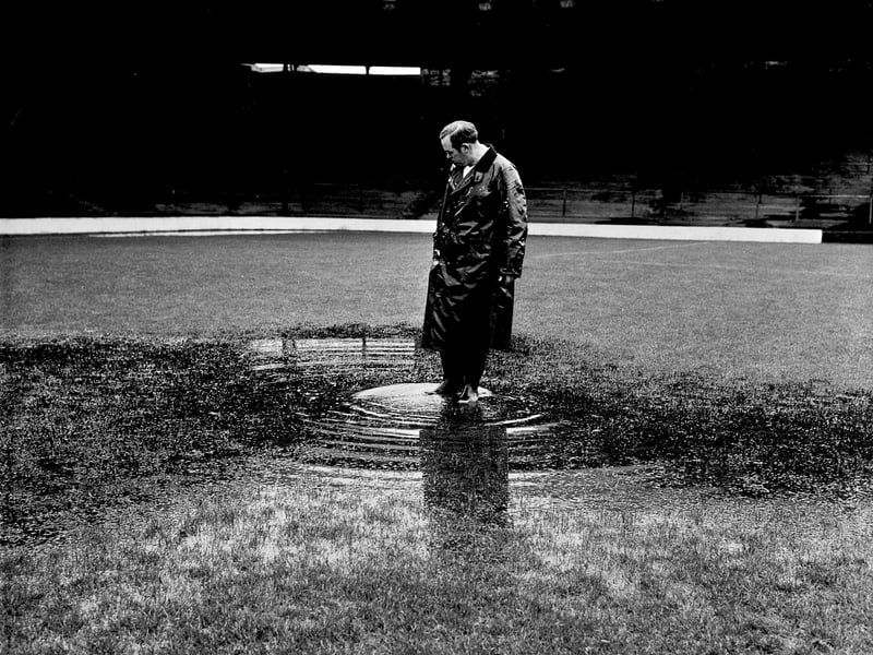 Flooding at Tynecastle in 1970.