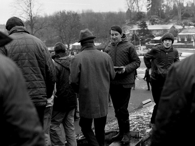 Liberal politician David Steel hands out leaflets during an anti-apartheid protest at the Springboks' rugby match in Galashiels in 1970.