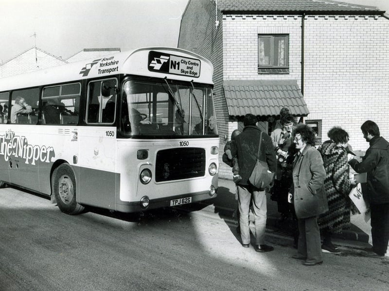 The City Nipper bus pictured during its launch in February 1983 in Sheffield