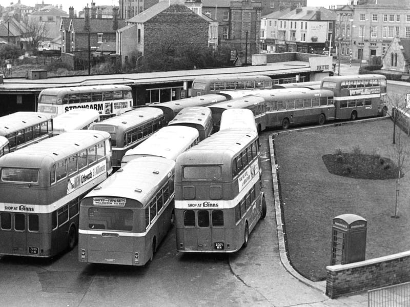 Buses at the station in Hartlepool in the early 1970s