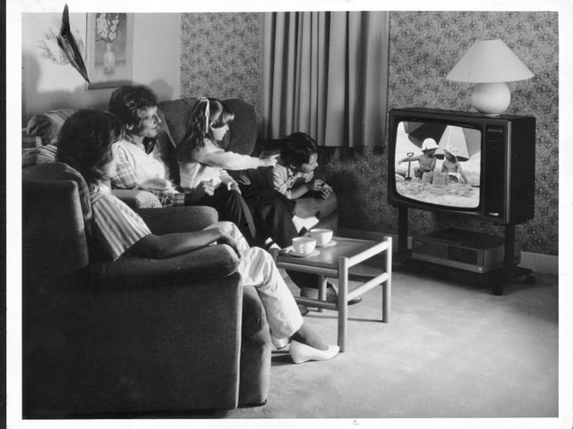 A Scottish family watches television in 1970.