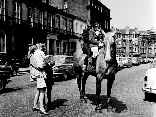 Robin Cook gets on his high horse for an electioneering stunt in June 1970.
