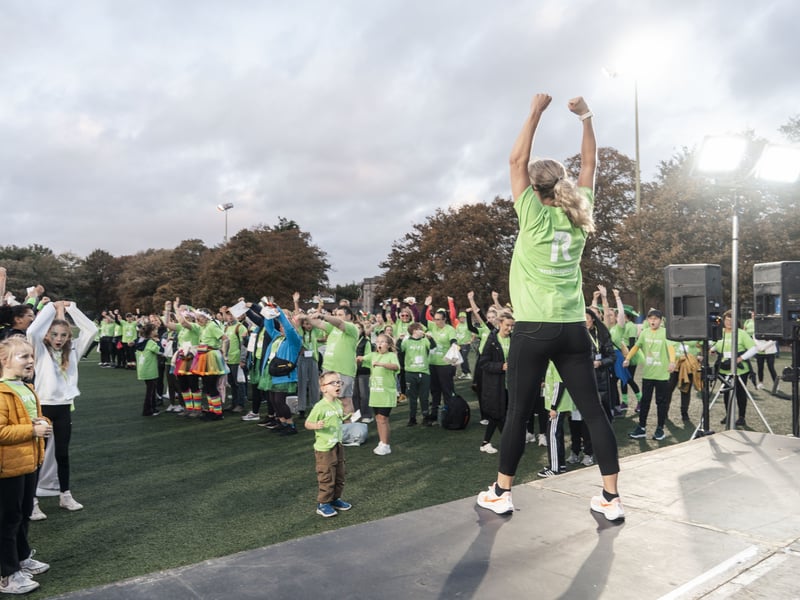 Fundraisers are put through their paces in the warm up