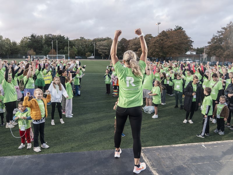 Fundraisers are put through their paces ahead of the walk.