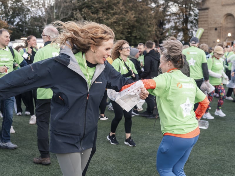 The warm up for the Rowans' Shining Stars Walk