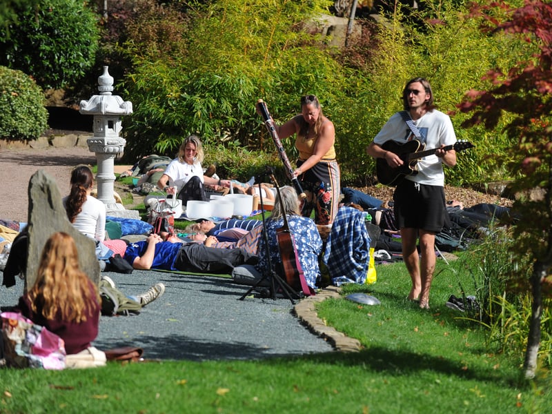 Relaxing at the Japanese Garden Sound Bath