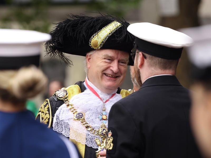 Lord Mayor of Portsmouth, Gerald Vernon-Jackson inspecting RN member of Joint Hospital Group South.