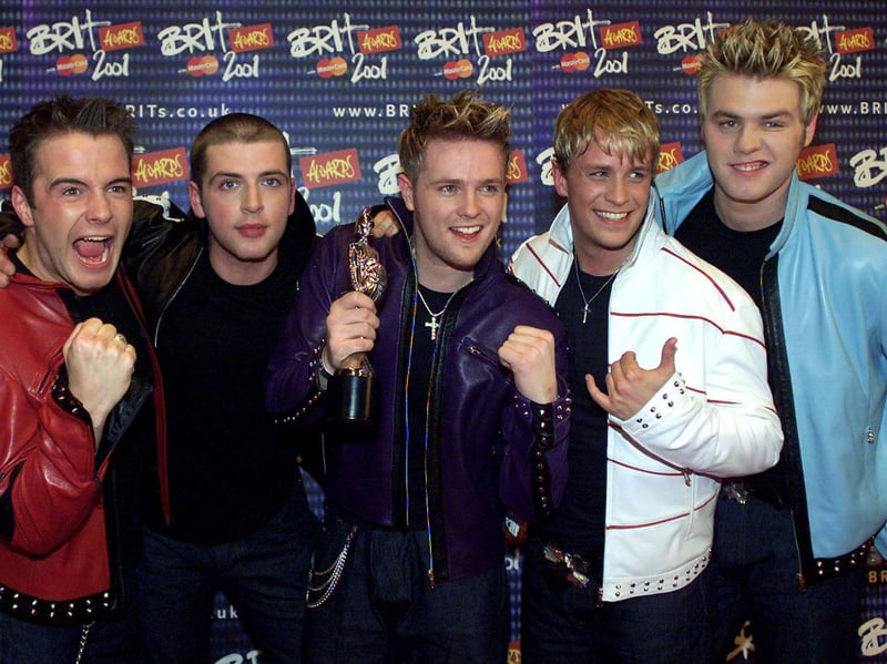 Westlife pose with their Best Pop Act trophy during The Brit Awards 2001