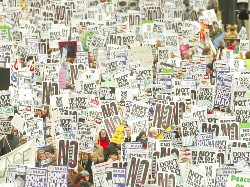 Huge crowds attended a demonstration against the Iraq War, in London, on February 15, 2003