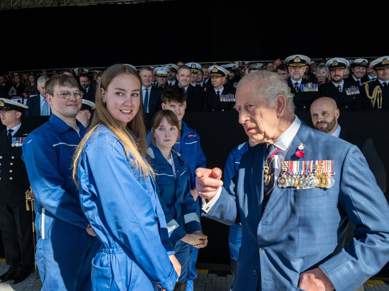 His Majesty The King welcomed HMS Agamemnon into the Royal Navy, in a ceremony at BAE Systems in Barrow-in-Furness, before conferring Royal status on the Port of Barrow.