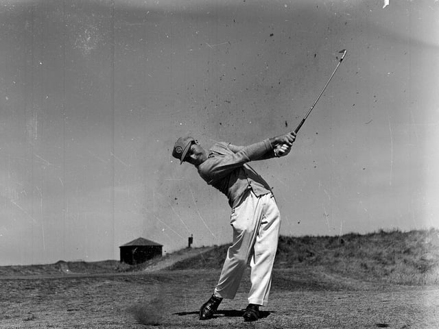 Gary Player practising at Gullane for the Open Championship 1959.