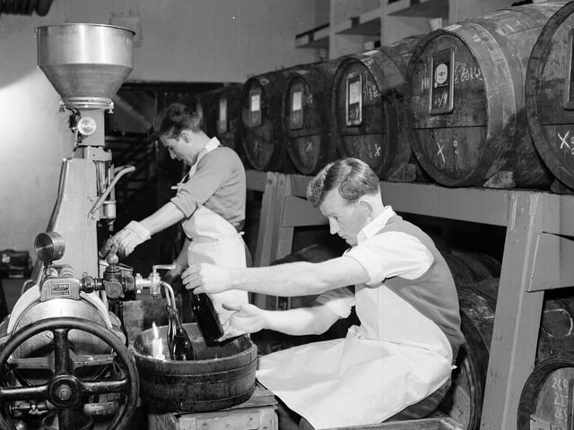 The vaults at JG Thomson and Company wine merchants at in Leith. They celebrated their 250th anniversary in November 1959.