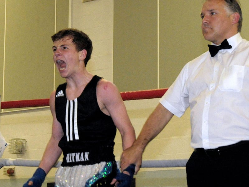 Waterlooville's Connor Edey celebrates beating Ventnor's Danny Everitt in 2012 at the Charles Dickens Centre in Portsmouth.