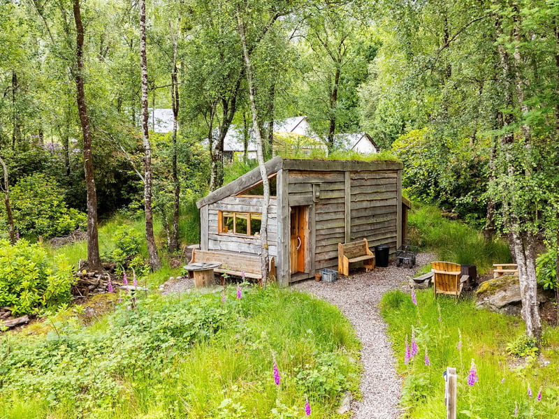 The cabins, made by a local craftsman, are situated in the village of Glenfinnan in the Western Highlands on a half-acre site.