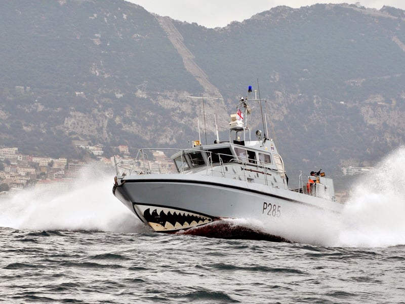 Scimitar-class patrol boats had a displacement of 24 tonnes. They were based in Gibraltar, but have been superseded by the Cutlass-class ships.