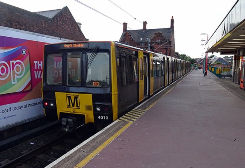 A train in South Shields Metro Station in August 2016.