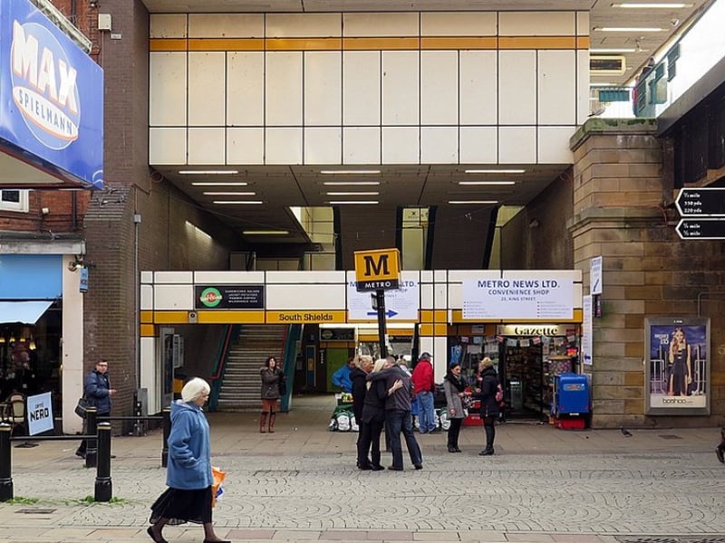 South Shields Metro Station with plenty of people in the picture in this November 2015 view.