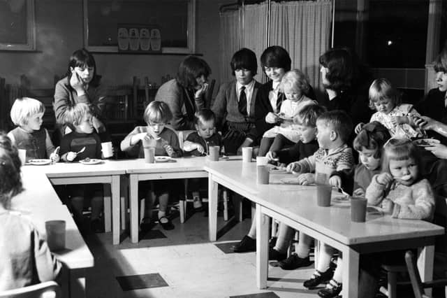 Sexism still exists at schools, but it is much less blatant than it once was. Back in the 60s and 70s, at many schools, if you were a boy you would do woodwork, while girls would study needlework or home economics. Secondary school pupils are pictured here in 1964 getting a 'lesson in mothering' during feeding time for babies and toddlers.