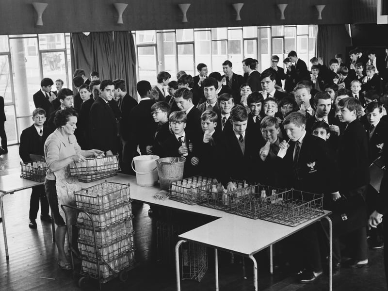 All schoolchildren used to get free school milk, but that policy was ended in the 70s by Margaret Thatcher (milk snatcher), during her time as education secretary. Today, free school milk is only available to children under five or those getting free school meals.