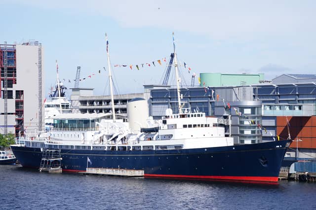 The Royal Yacht Britannia is moored just two miles from Edinburgh's city centre at Ocean Terminal. It is the former floating residence of Queen Elizabeth II and the Royal Family, sailing over 1,000,000 nautical miles across the globe between 1953 to 1997. Tourists can now admire the ship's five decks, engine room and Queen Elizabeth II's favourite room - the Sun Lounge