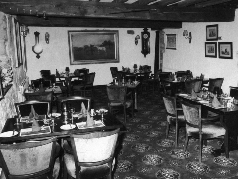 Tables set in the Scots Arms restaurant, Leeds, in September 1980