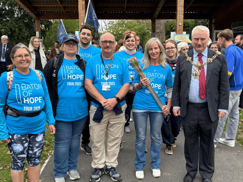 Baton of Hope tour volunteers alongside the Lord Mayor of Portsmouth, Gerald Vernon-Jackson.
