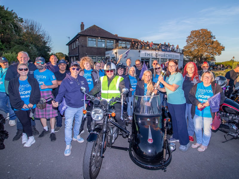 Baton of Hope arrives at the Churchillian, Cosham.