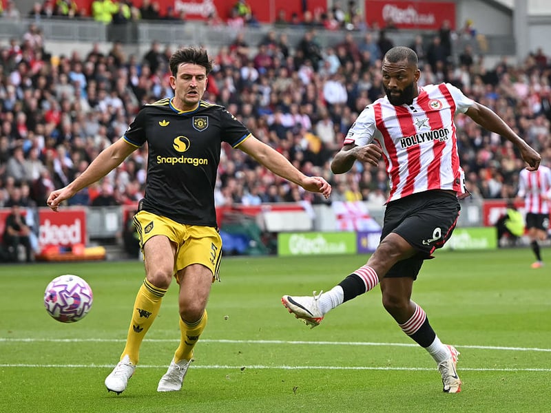 Also scored twice, the first a belting finish, as Brentford beat Manchester United 3-1.