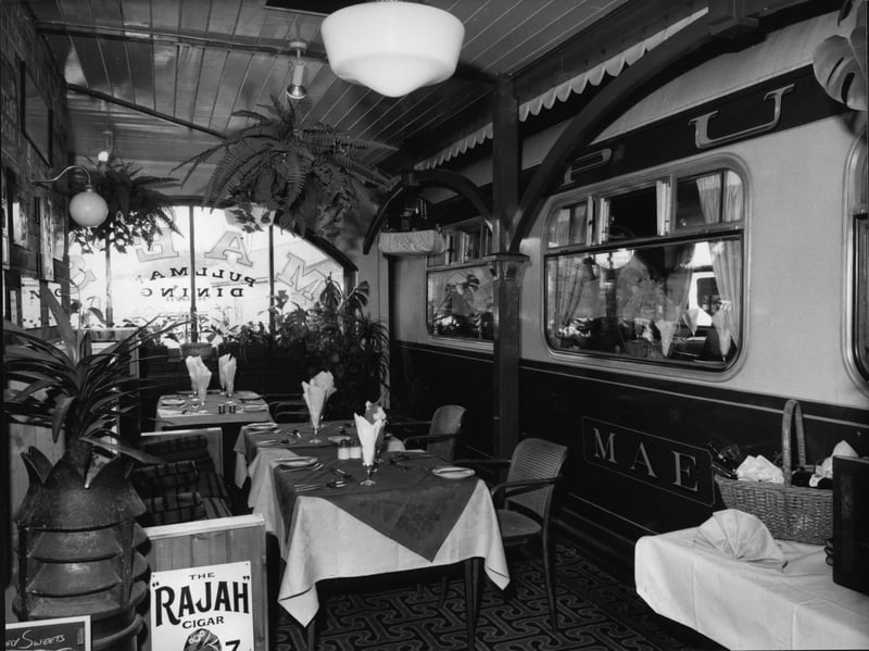 Platform one, The Train Now Standing pub and restaurant in Pannal, near Harrogate, in 1989