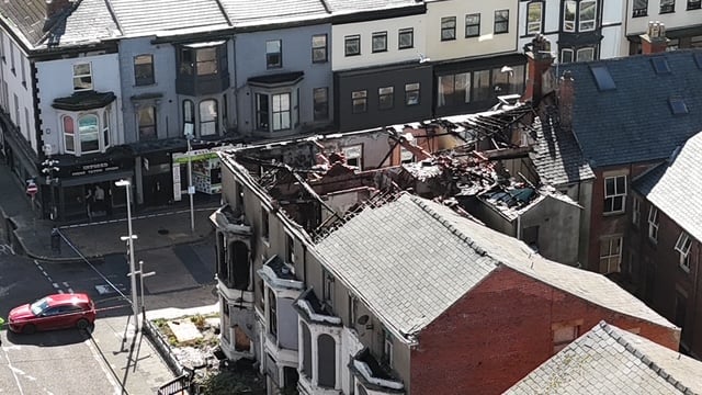 The aftermath of Saturday's blaze at Blackpool's former Carlton Hotel, near the corner of Adelaide Street and Queen Street, on Saturday (September 27)