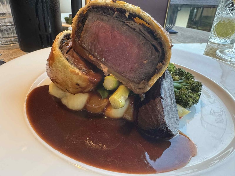 The star of the show on the menu is the individual beef wellington - 6oz fillet steak, parma ham, mushroom duxelle, puff pastry, red wine jus, maple glazed carrots, fondant potatoes. One of the best meals I've had this year.