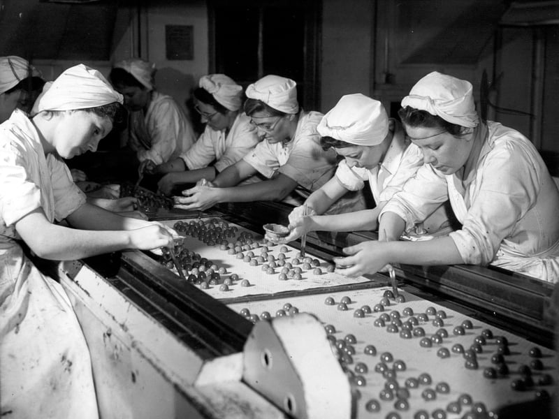 Workers in W & M Duncan's famous chocolate factory in Beaverhall Road, Edinburgh, in July 1958.