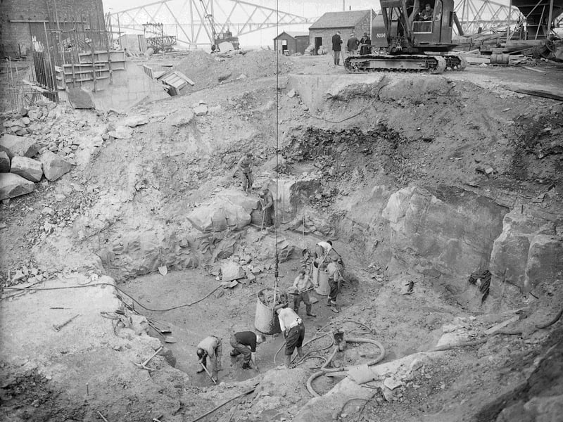 Construction of the Forth Road Bridge in South Queensferry in 1958.