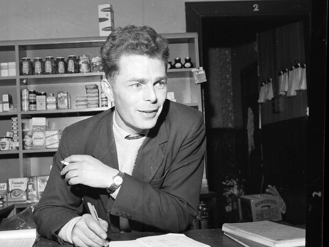 John Bradie, who ran the only shop in village of Riccarton in 1958.