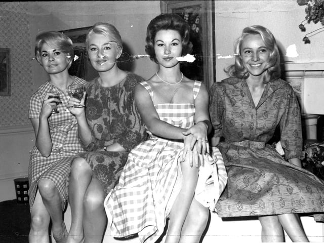 French film stars bring a touch of glamour to the 1958 Film Festival in the Film House in Hill Street (left-right) Dominique Wilms, Noelle Adam, Nicole Berger and Nadine Tallier.