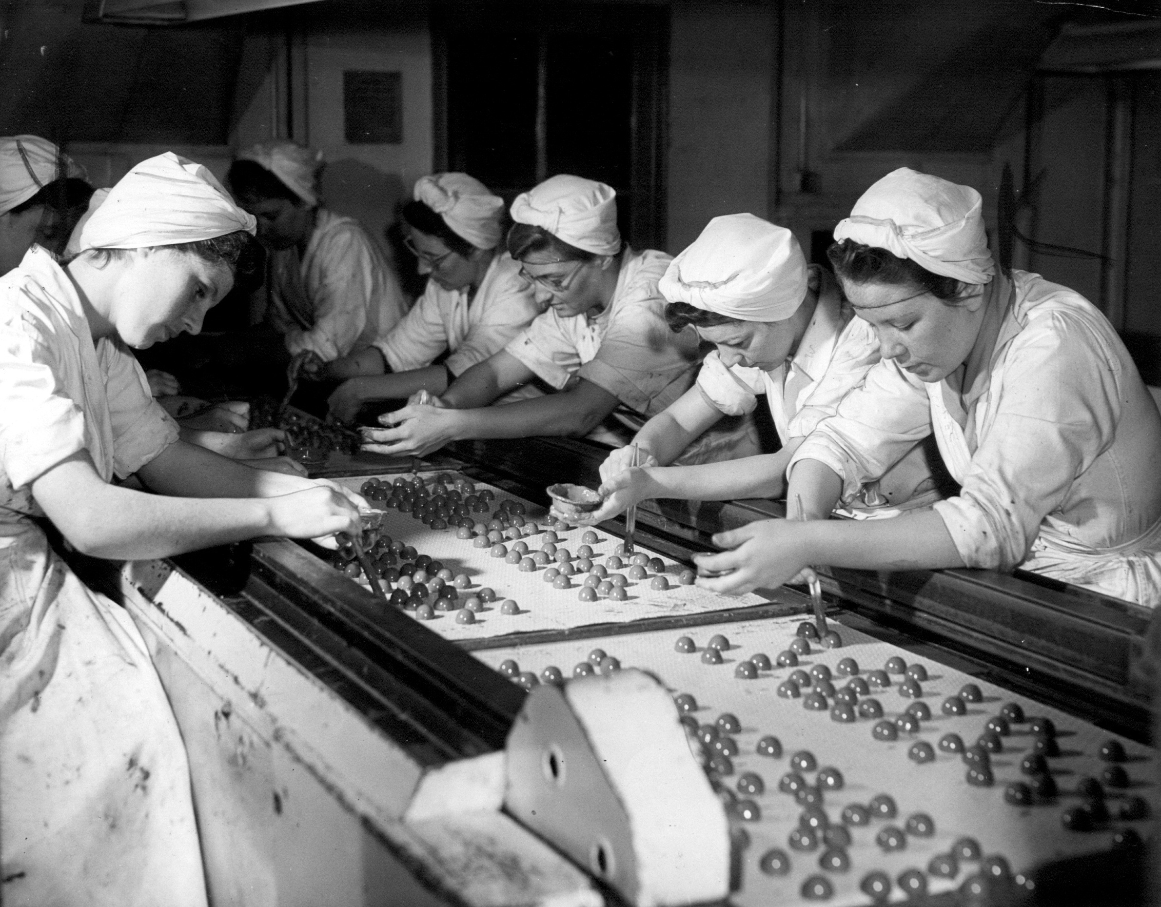 Workers in W & M Duncan's famous chocolate factory in Beaverhall Road, Edinburgh, in July 1958.