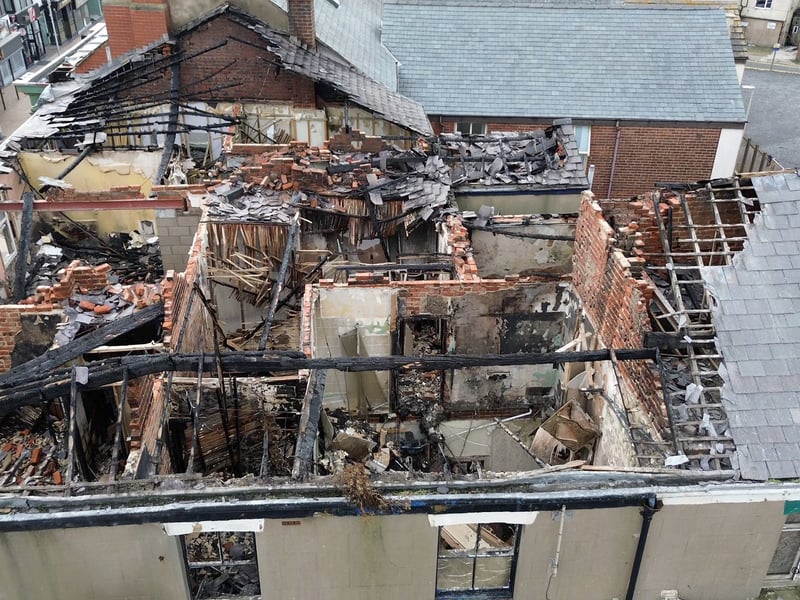 The aftermath of Saturday's blaze at Blackpool's former Carlton Hotel, near the corner of Adelaide Street and Queen Street, on Saturday (September 27)